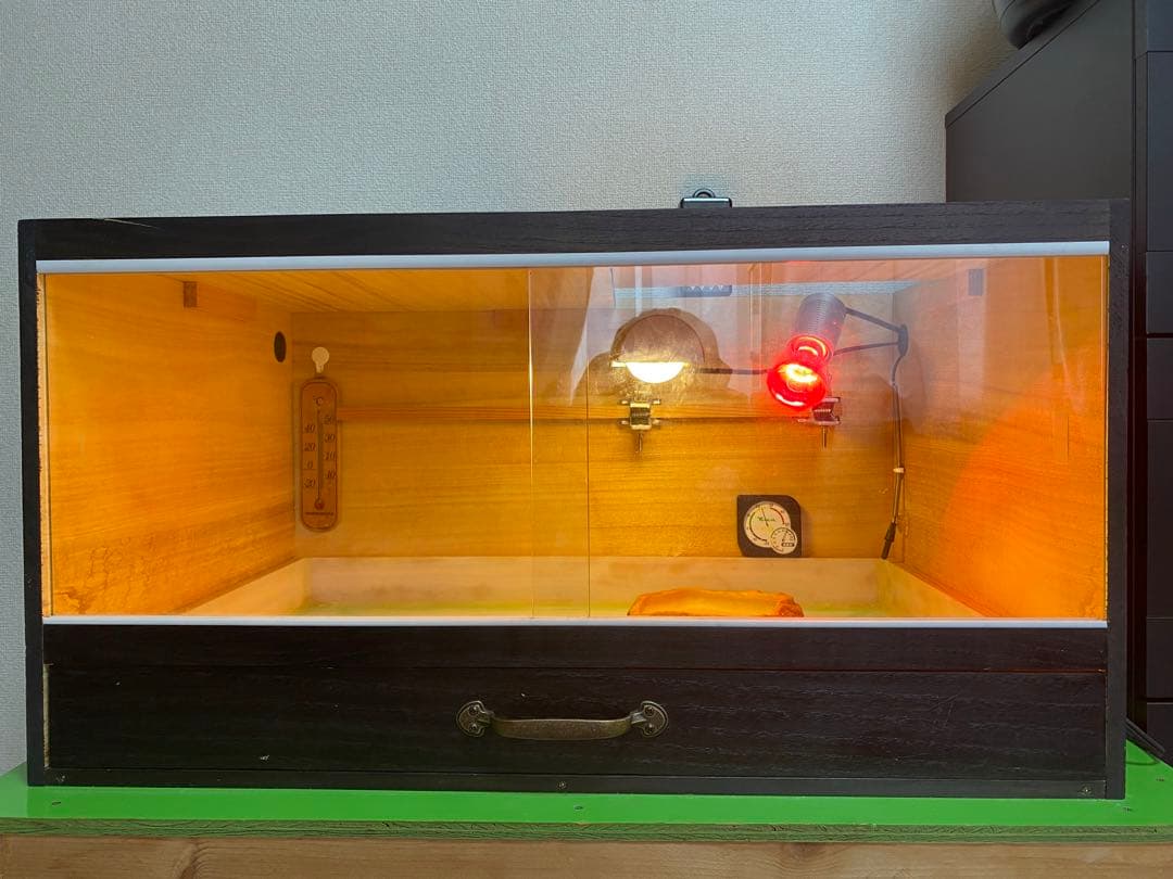 引き出し式爬虫類木製飼育ケージセット