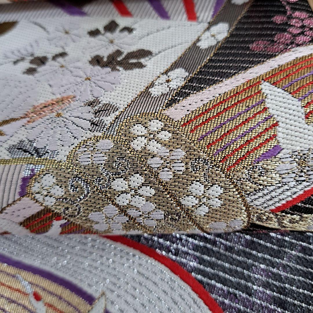 今大変お得なフルセット 正絹赤地振袖 ワイン裾グリーン御所車柄 成人式最適