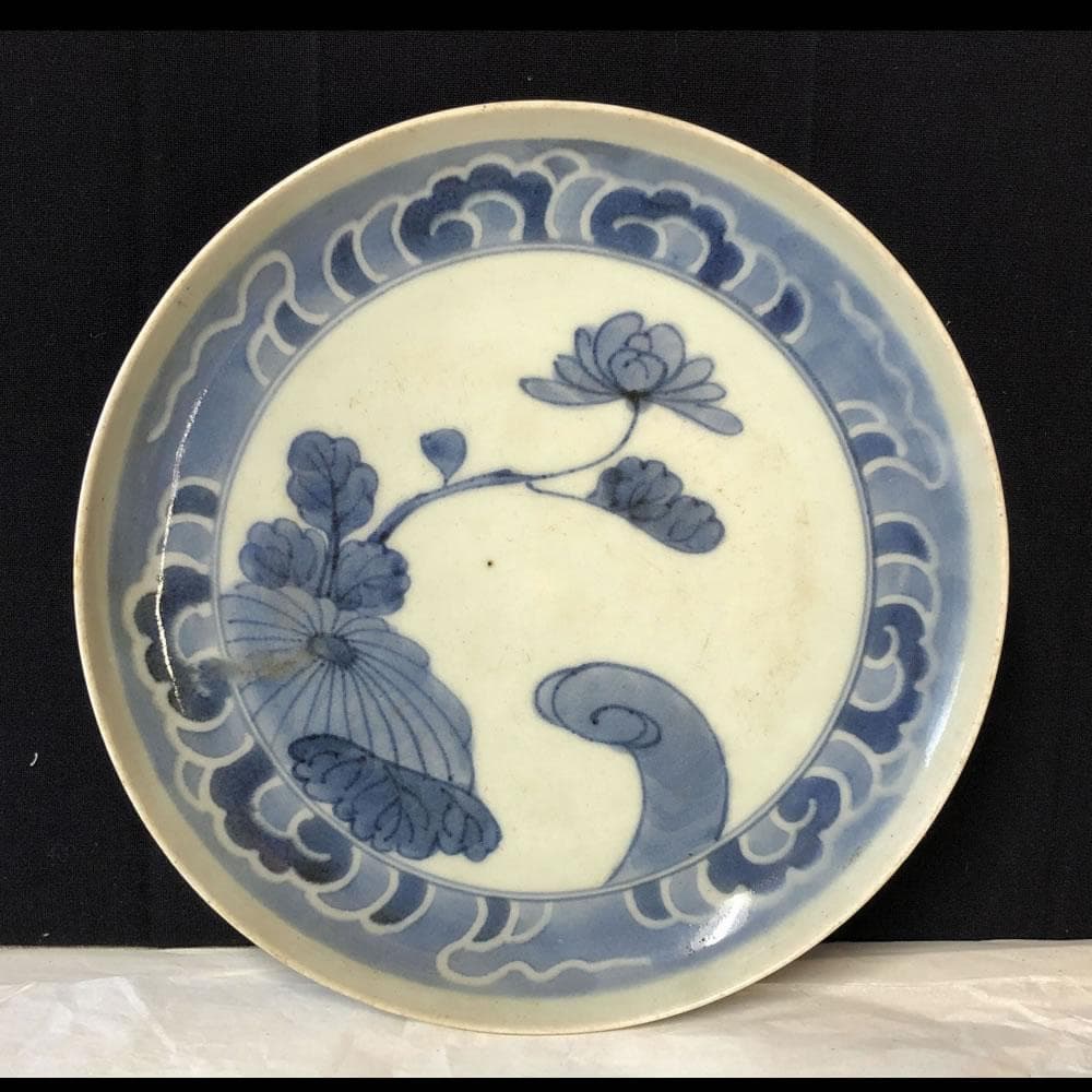 e1671 古伊万里 染付 皿 径20cm