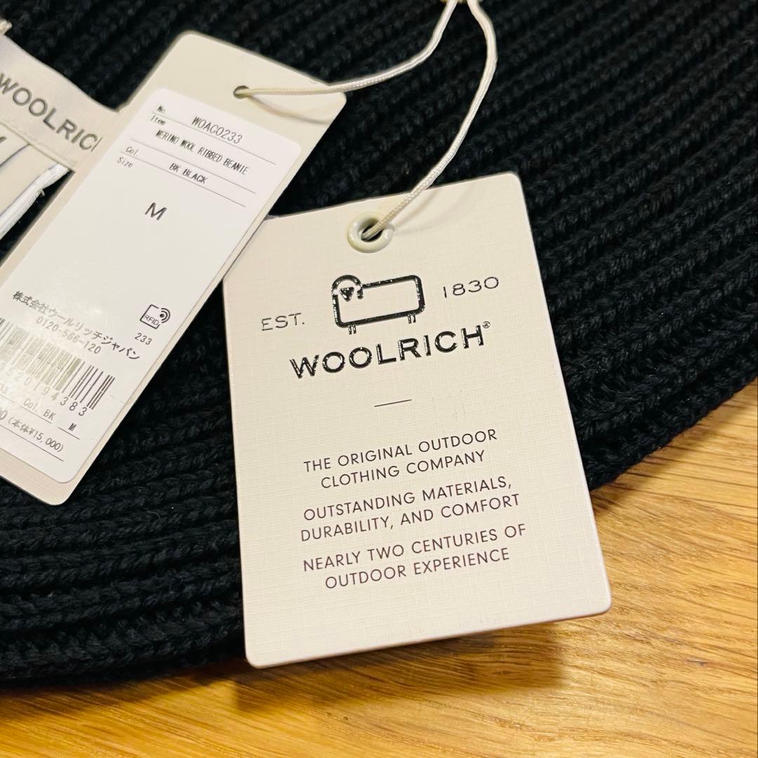 定価1.6万 新品 黒 ウールリッチ メリノウールリブビーニー ユニセックス