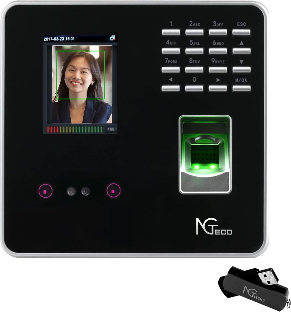 NGTeco タイムレコーダー 顔認証 指紋認証 自動集計 USBメモリ付属