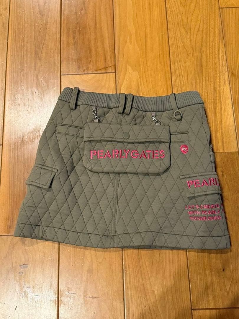 PEARLY GATES カーキ キルティングスカート