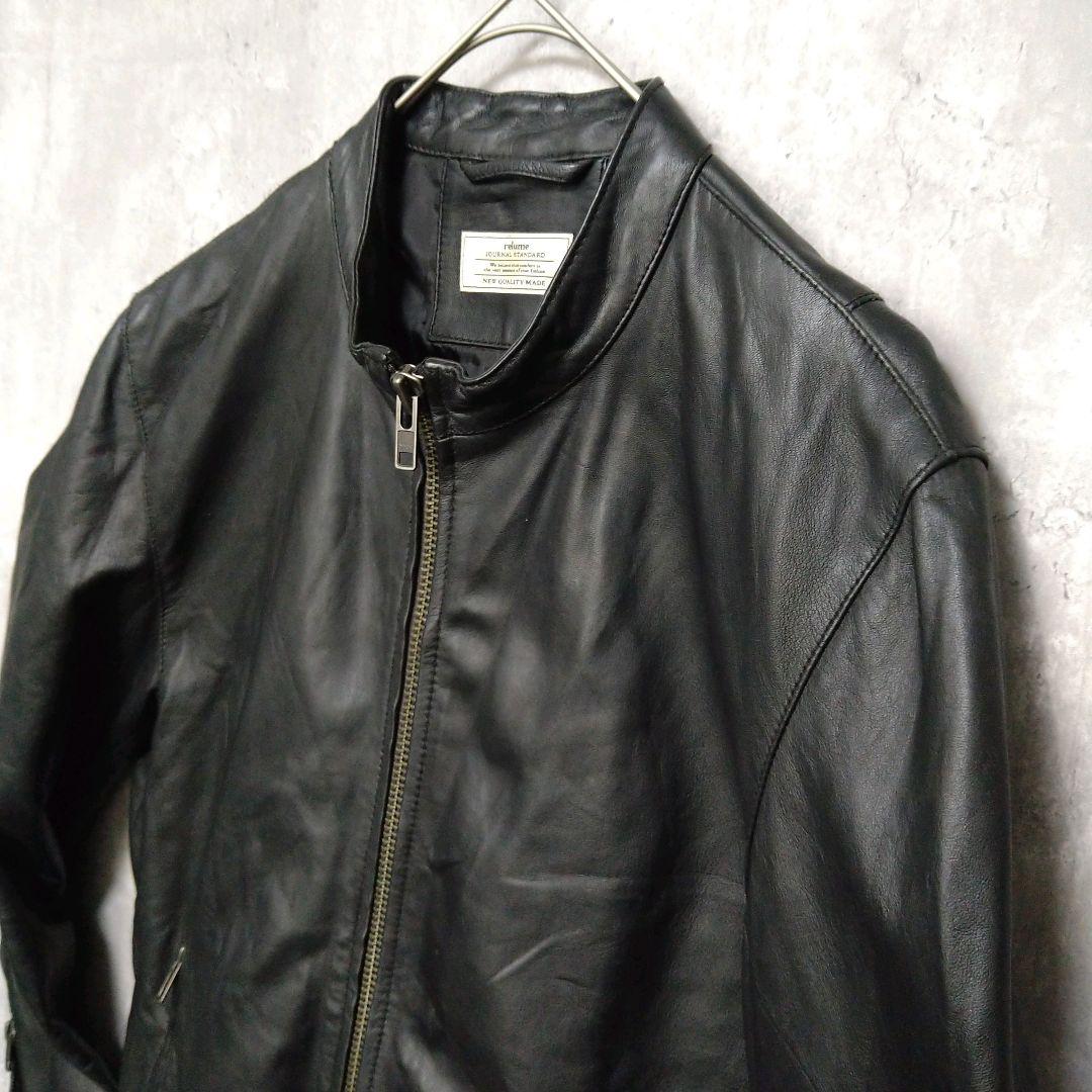 Lサイズ ジャーナルスタンダード 短丈 ラムレザー シングルライダースジャケット