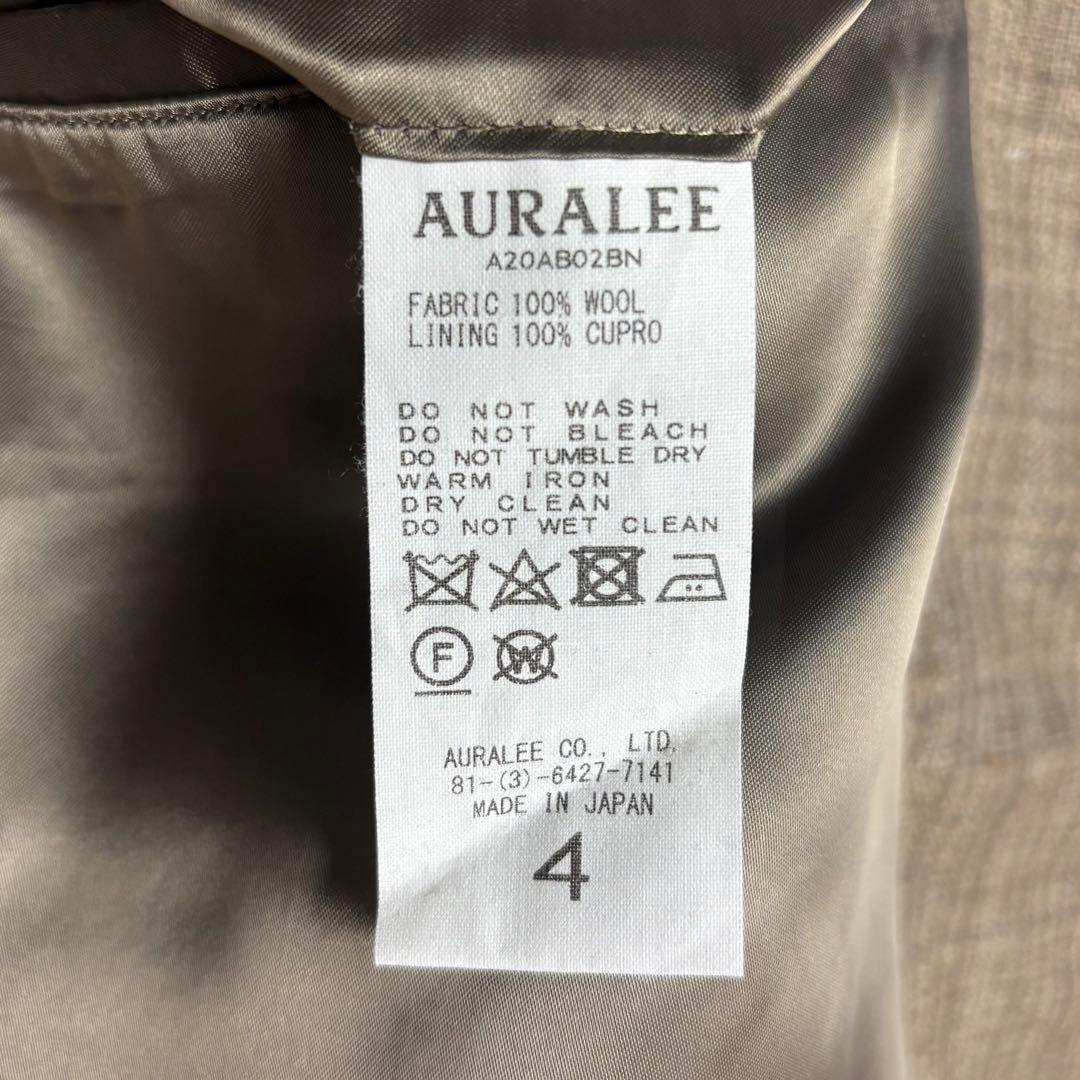 【美品】オーラリー☆チェック柄ウールジップパーカー 20AW ベージュ サイズ4