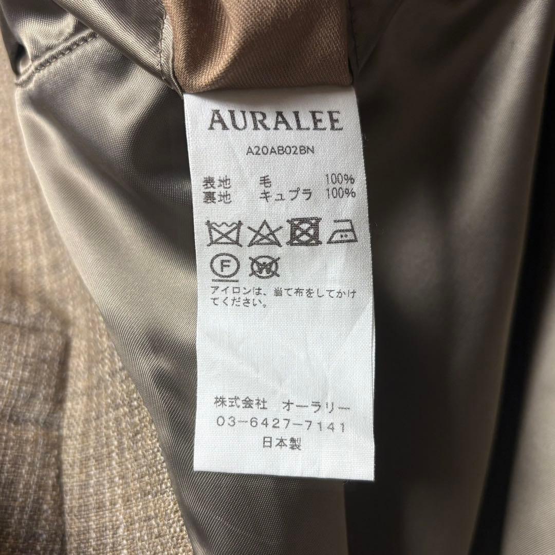 【美品】オーラリー☆チェック柄ウールジップパーカー 20AW ベージュ サイズ4