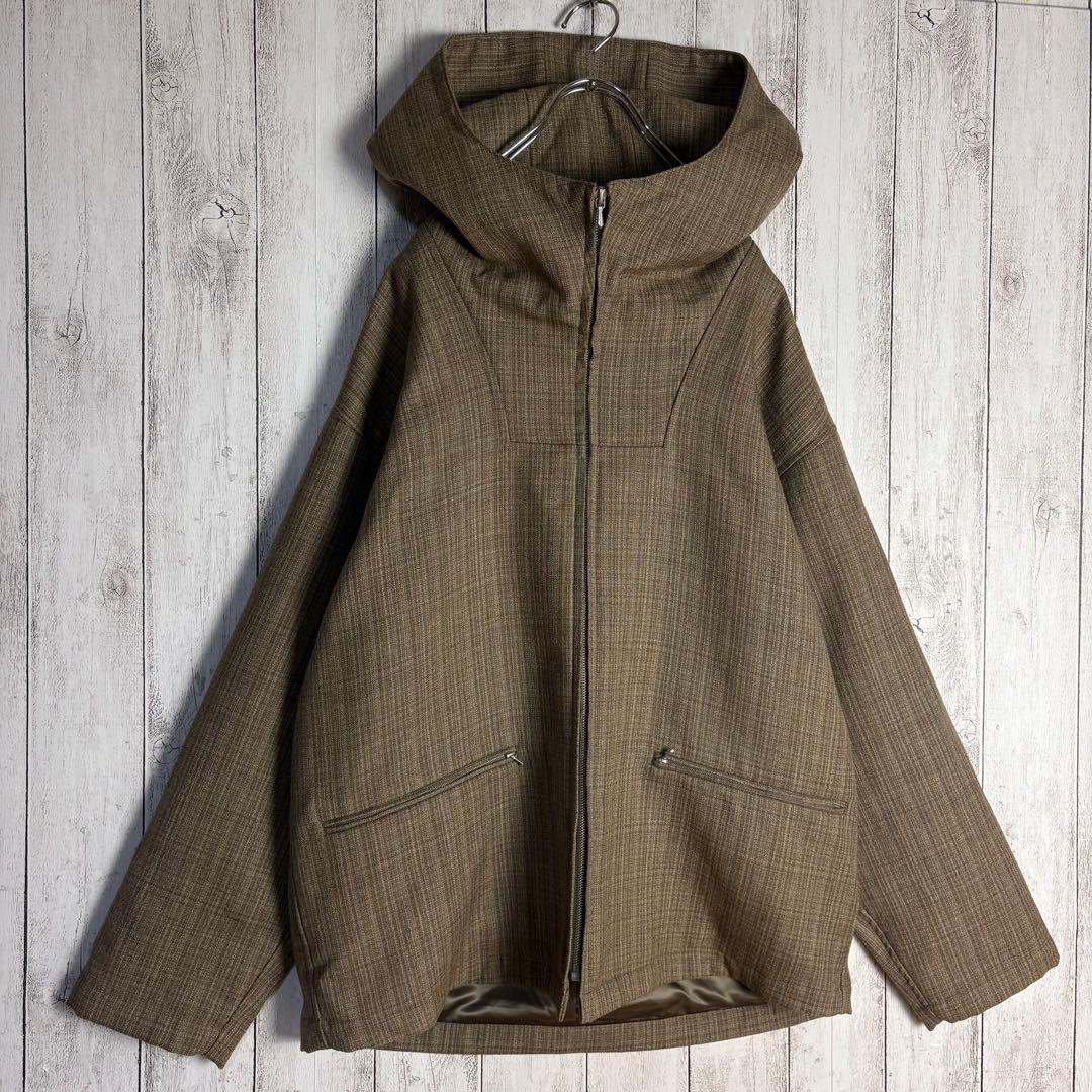 【美品】オーラリー☆チェック柄ウールジップパーカー 20AW ベージュ サイズ4