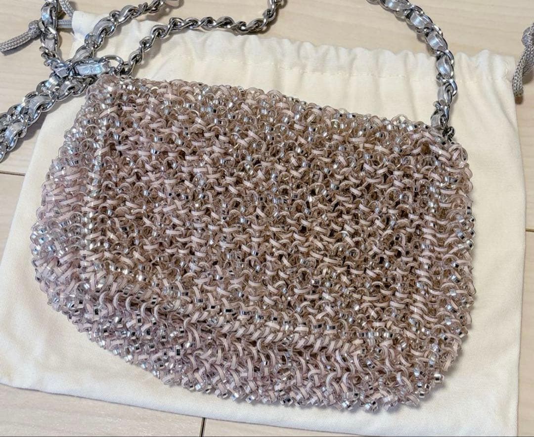 美品 アンテプリマ ルッケット ワイヤーバッグ　パウダリーピンクシルバー