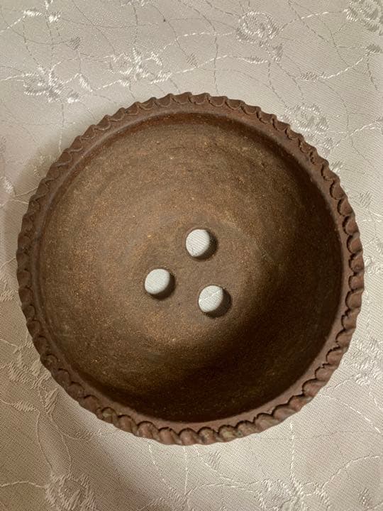 文山　丸　花模様　盆栽鉢