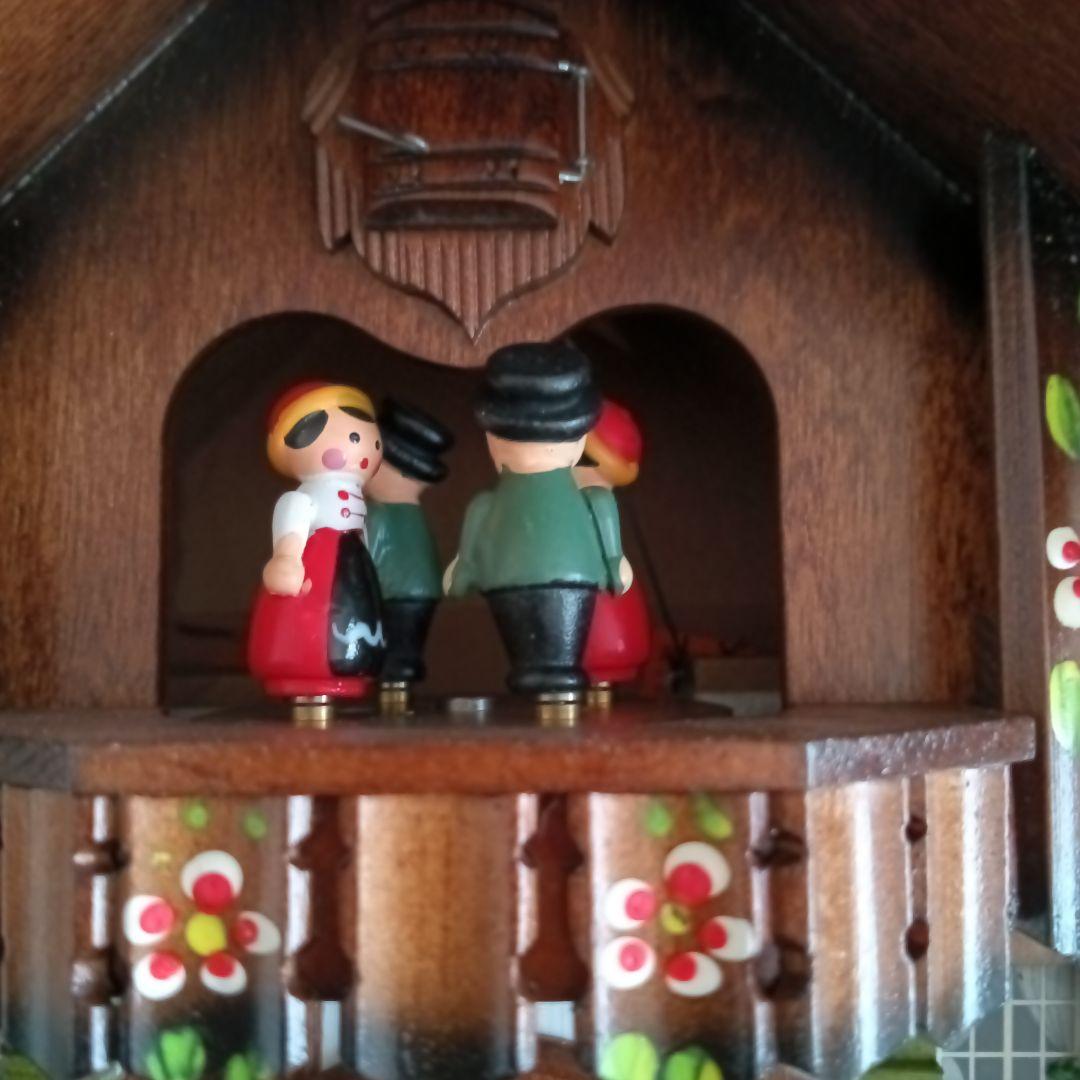 手作り木製時計 動く水車付き