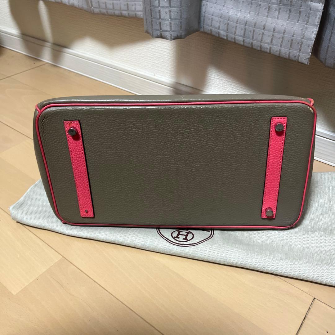 エルメス ハンドバッグ グレー/ピンク