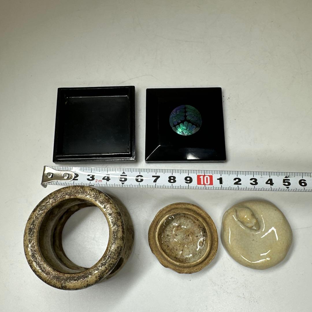 江戸時代　蓋物　香合　螺鈿　東な7-0415①