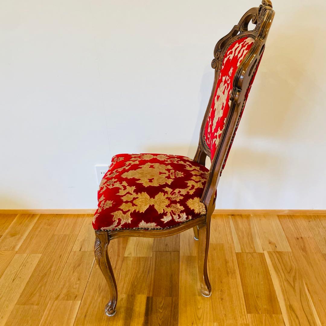 イタリア ダイニングチェア 金華山 赤 金 猫脚 椅子 ヨーロピアン ロココ ②