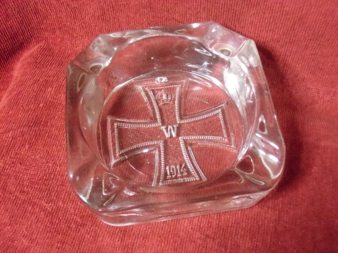 Ｗ帝政ドイツ軍/プロイセン王国＊１９１４鉄十字ガラス灰皿（実物）