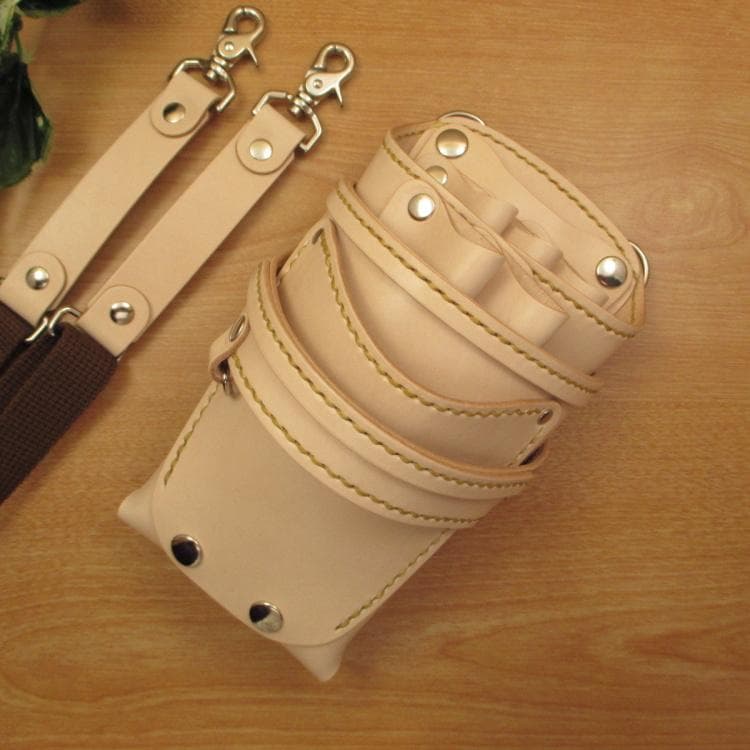 ☆特別価格☆　ヌメ革ナチュラル　５丁差し　 シザーケース　SCY-124/NA1