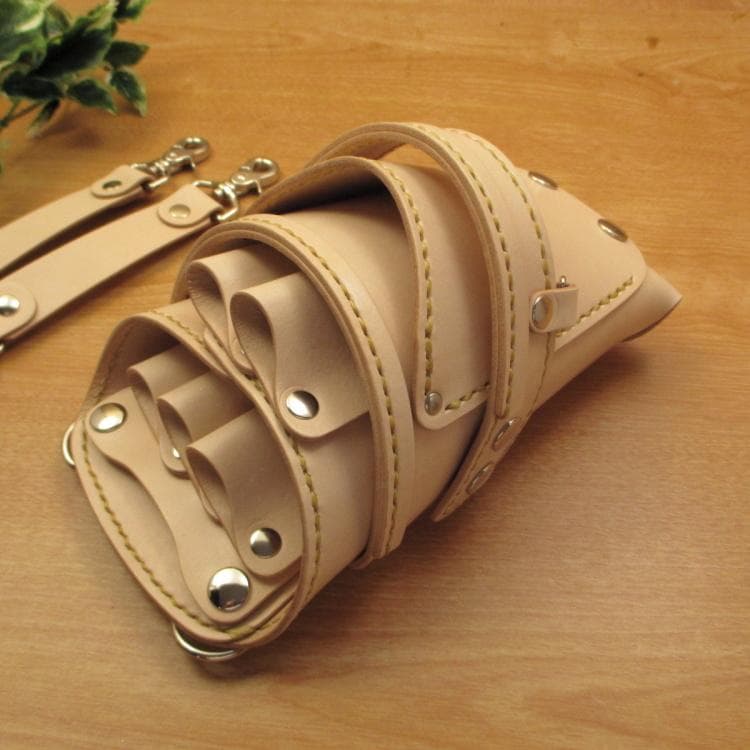 ☆特別価格☆　ヌメ革ナチュラル　５丁差し　 シザーケース　SCY-124/NA1