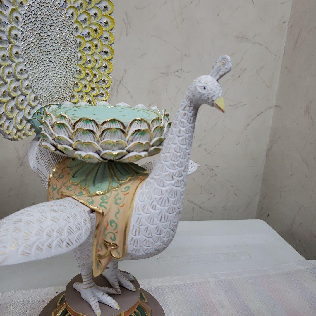 Ｂフライデー　最強魔除け仏像★柘植 孔雀明王像3寸 極彩色 錐金眼入★病魔退散