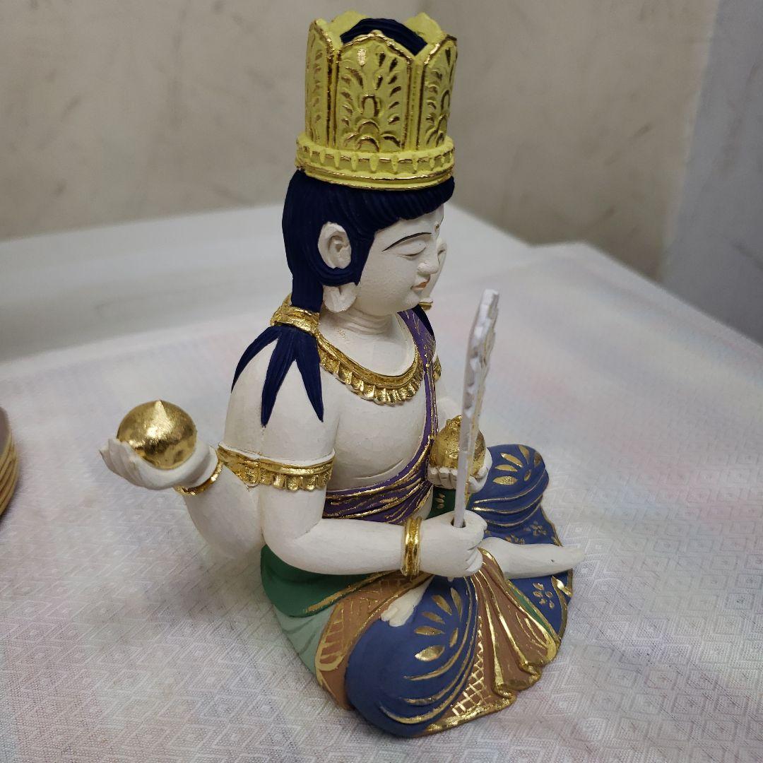 Ｂフライデー　最強魔除け仏像★柘植 孔雀明王像3寸 極彩色 錐金眼入★病魔退散