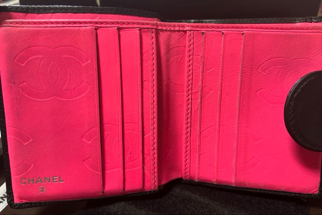 シャネル　二つ折り財布　カンボンライン　【おまけ付き　エルメスのりぼん】
