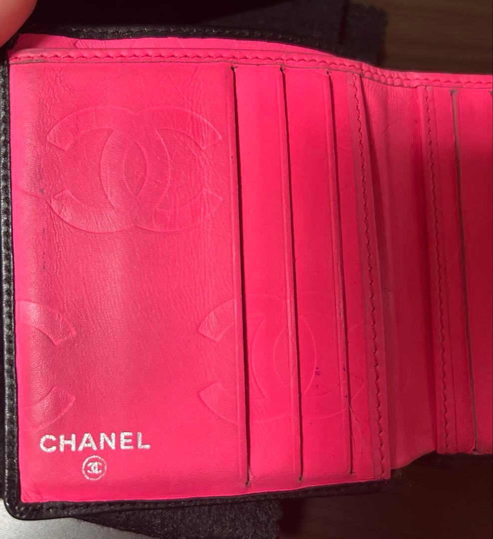 シャネル　二つ折り財布　カンボンライン　【おまけ付き　エルメスのりぼん】