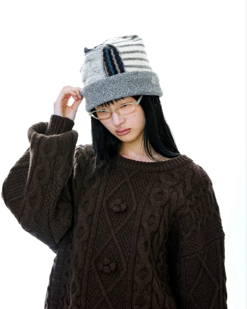 COYSEIO PATCHWORK BEANIE グレー