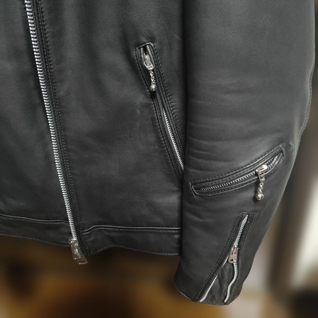 ナノユニバース シングル ライダースジャケット L ラムレザー