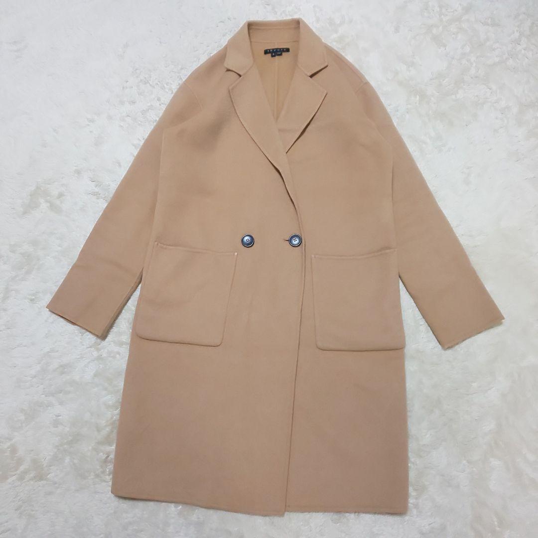 【美品】Theory キャメル カシミヤ混チェスターコート ウールコート