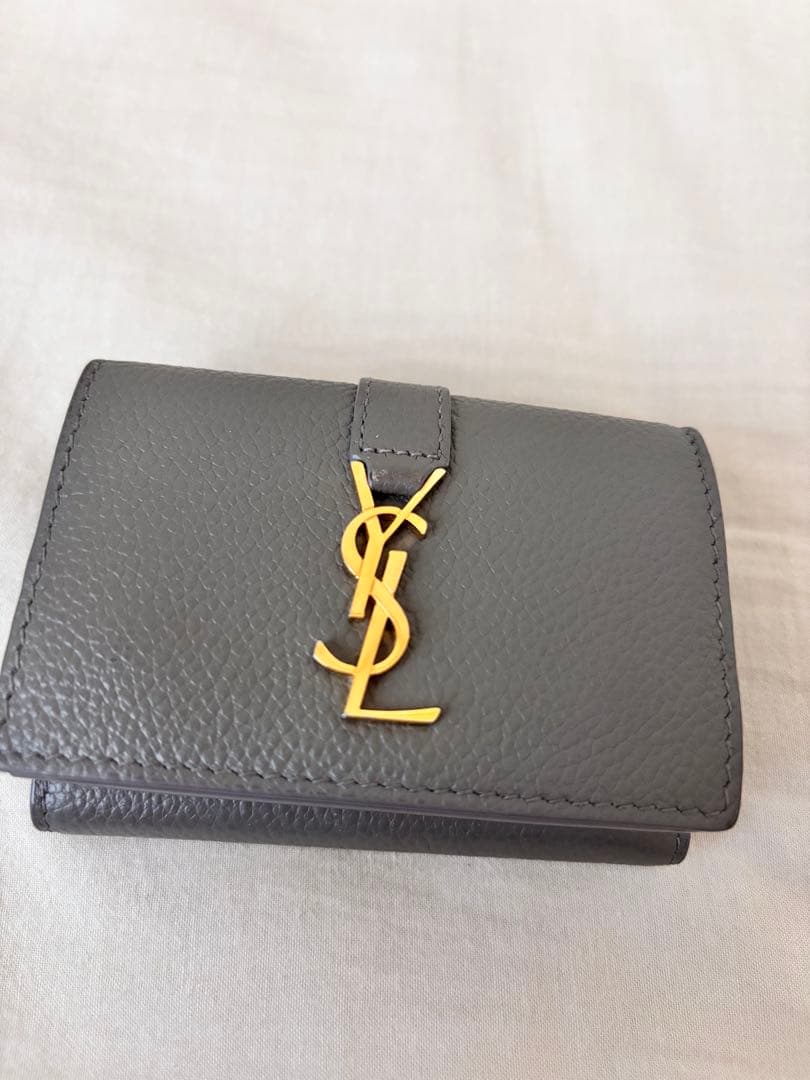 SAINT LAURENT グレー 三つ折り財布