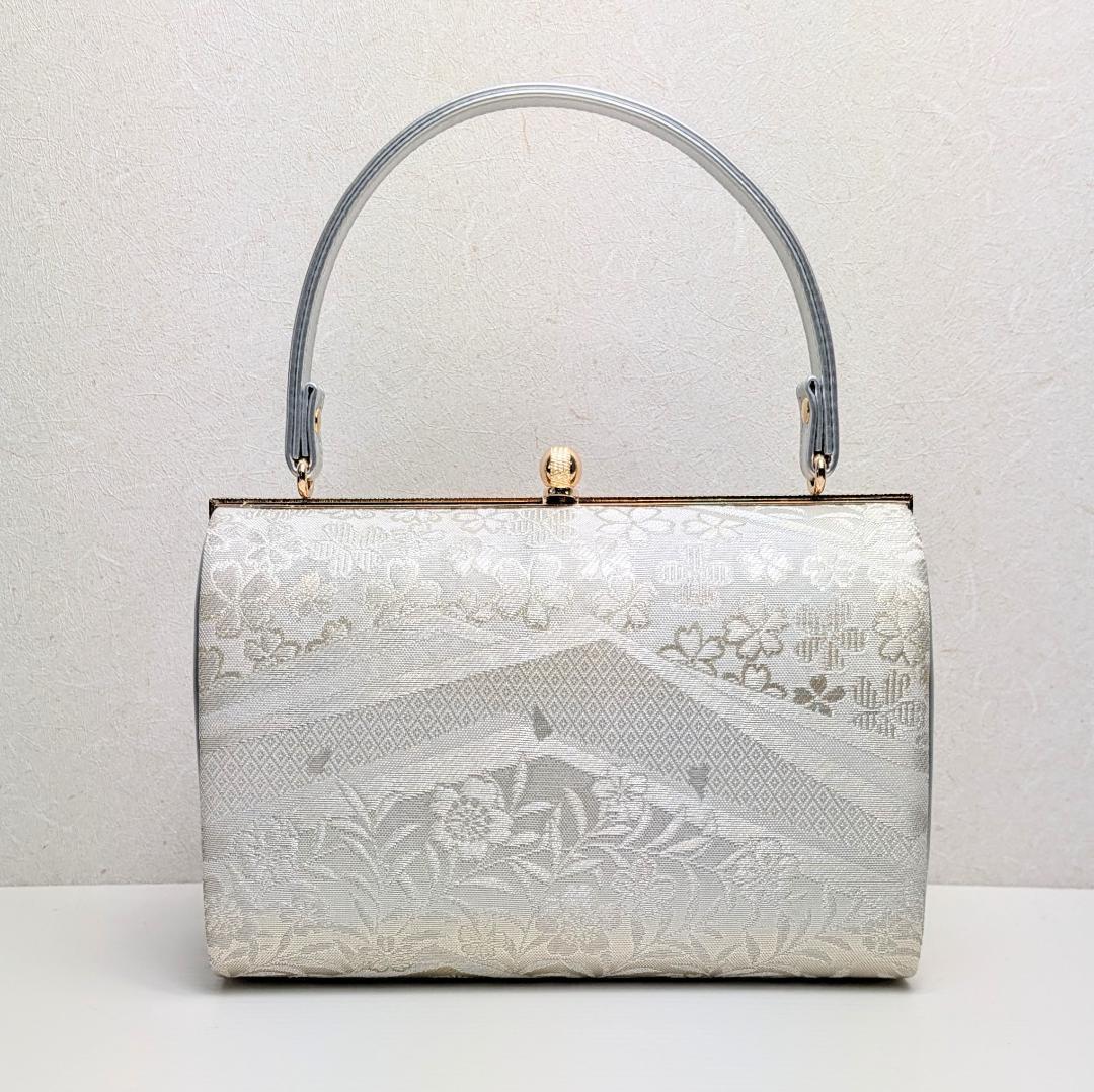 草履バッグセット フォーマル 帯地 シルバー S〜3Lサイズ u777