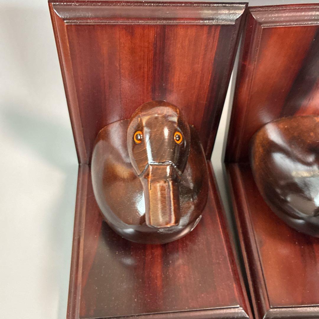 ヴィンテージTSUBOGEN木味ハンドメイド マガモ　デコイ ブックエンド　鴨