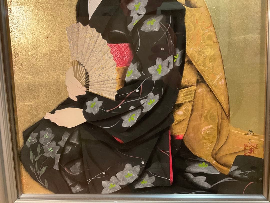 清水達三　「舞妓」　日本画１０号　直筆サイン・落款・共シール有り