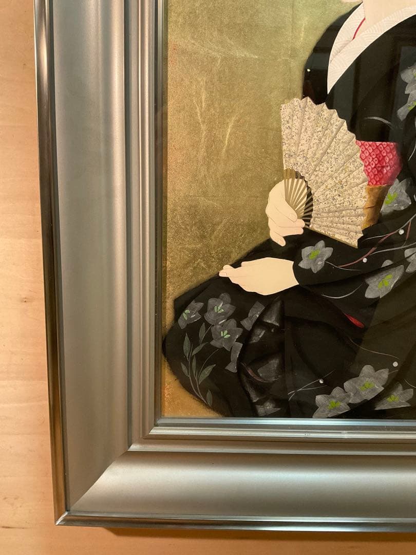 清水達三　「舞妓」　日本画１０号　直筆サイン・落款・共シール有り