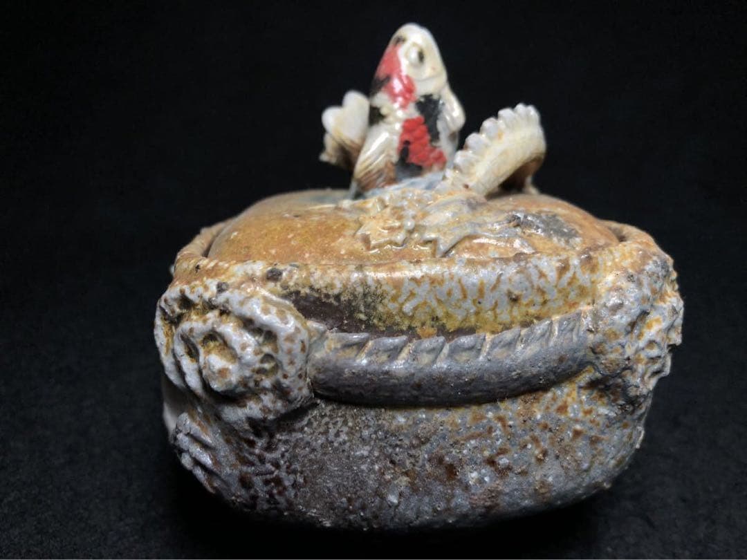 備前焼　森脇弘行　四角手造　鯉龍宝瓶　２白龍張　煎茶道具　備前　急須　陶器