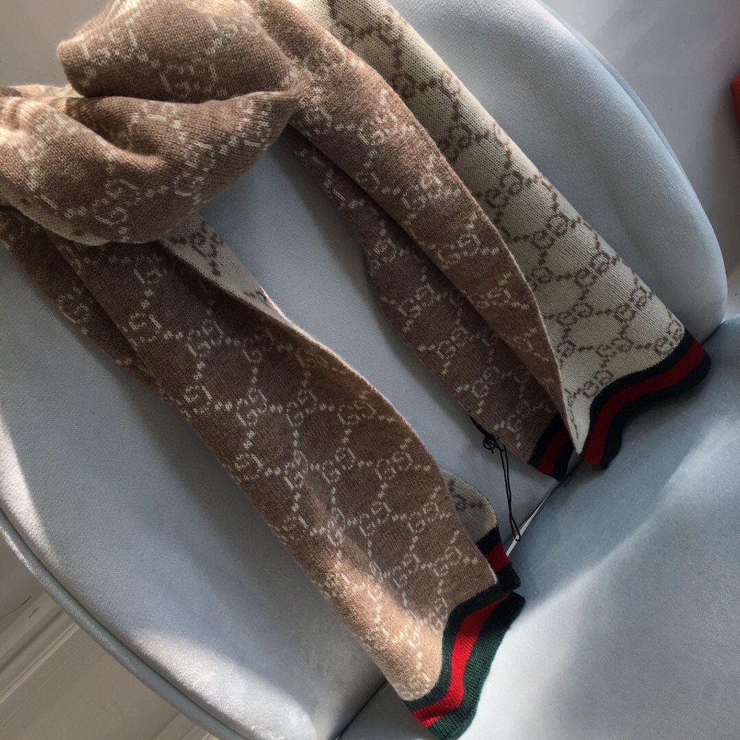 ベージュ パターン マフラー30*190cm