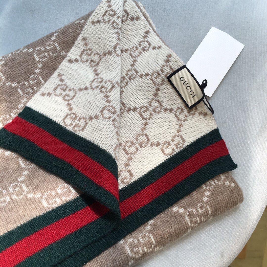 ベージュ パターン マフラー30*190cm