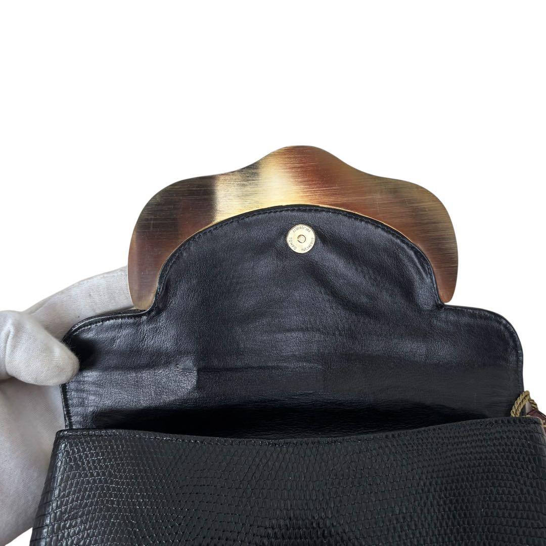 濱野　ハマノ　チェーンバッグ　クラッチバッグ　2way サンピエトロ　リザード