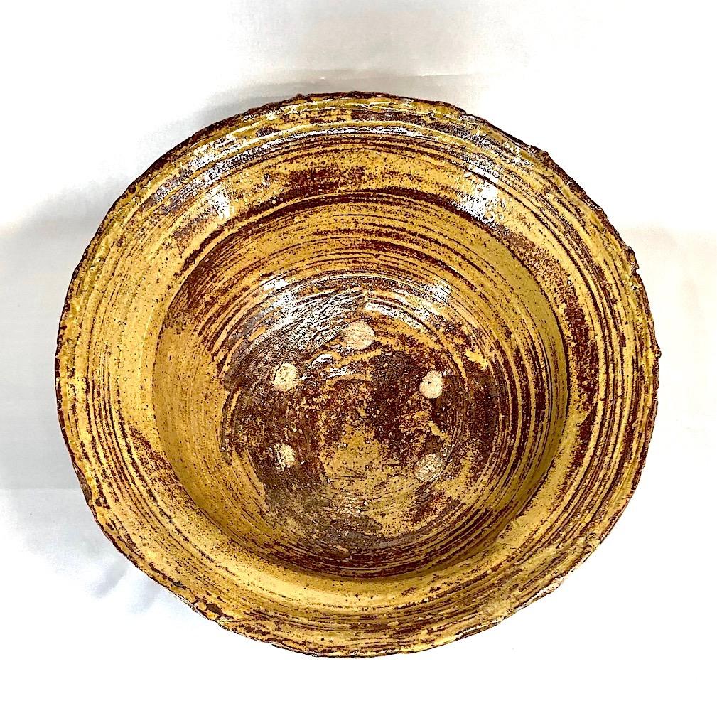 京焼・清水焼　清水六兵衛（三代）作　伊羅保　大鉢　無傷　箱無　保証。