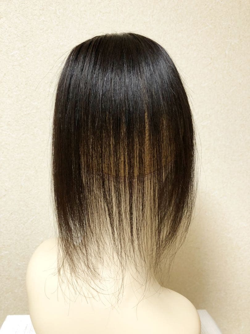 人毛100% ヘアピース【シルクスキン】つむじ用　自然な黒ポイントウィッグ