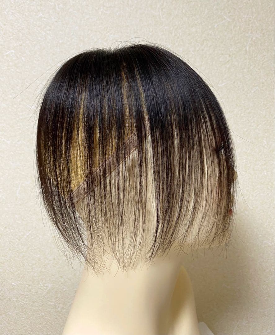 人毛100% ヘアピース【シルクスキン】つむじ用　自然な黒ポイントウィッグ