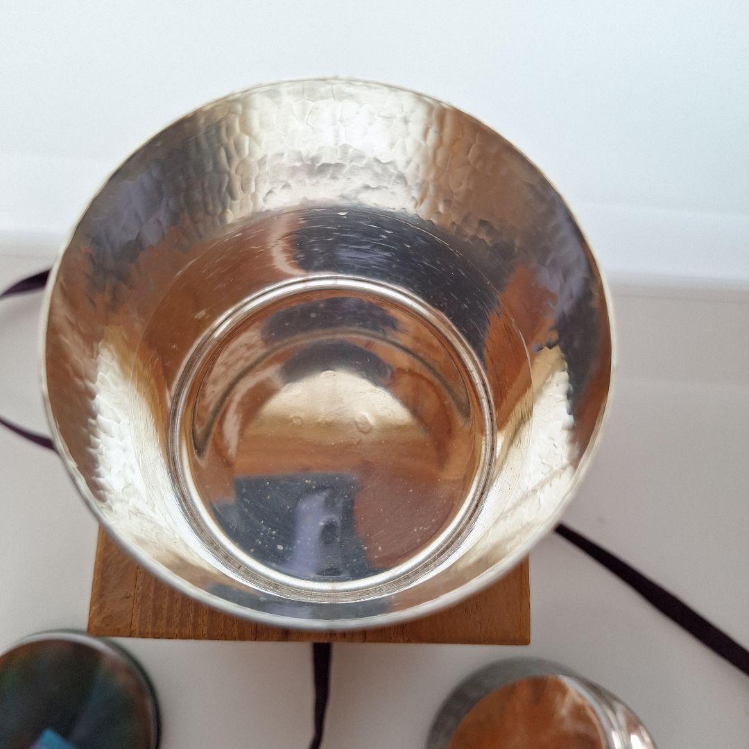 松栄堂　純銀製　茣座目打　茶筒　茶道具　銀器　銀製品