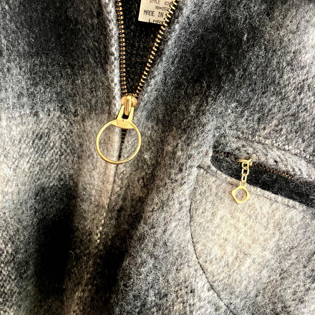 極美品 70's USA製 メルトン オンブレチェックJKT 黒 L