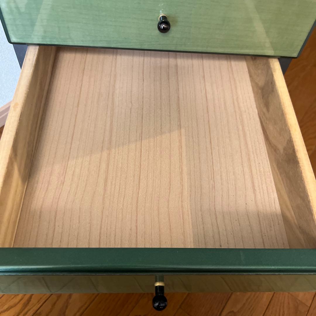 脇棚 オフィスワゴン 木製 鏡面仕上げ　3段引き出し キャスター付き