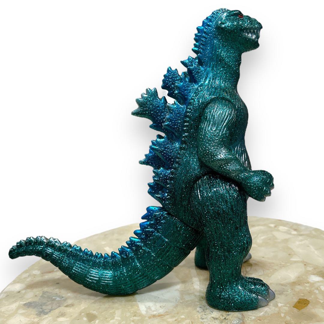 マルサン グリーンラメ 赤目 ゴジラ 約23cm ソフビ フィギュア