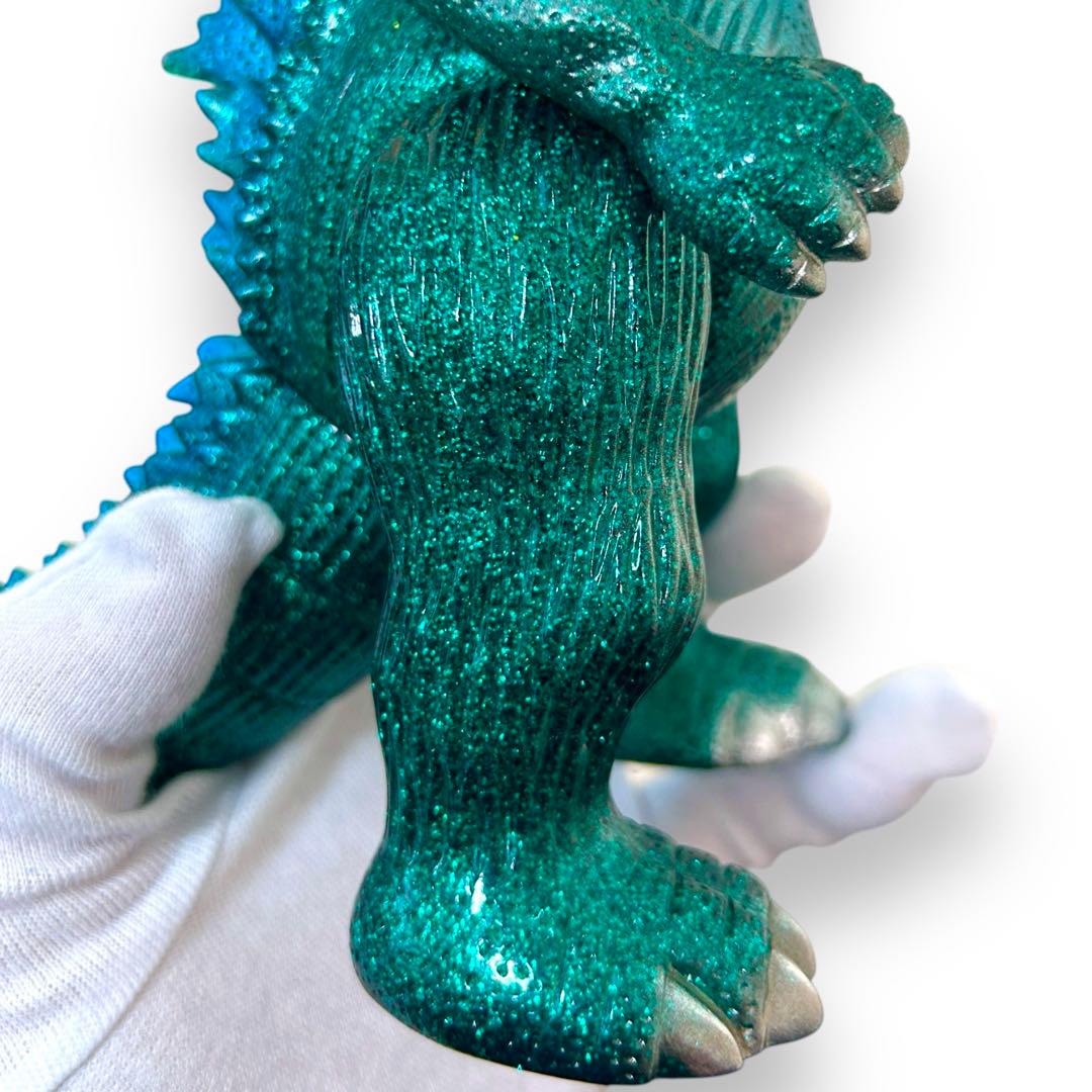 マルサン グリーンラメ 赤目 ゴジラ 約23cm ソフビ フィギュア