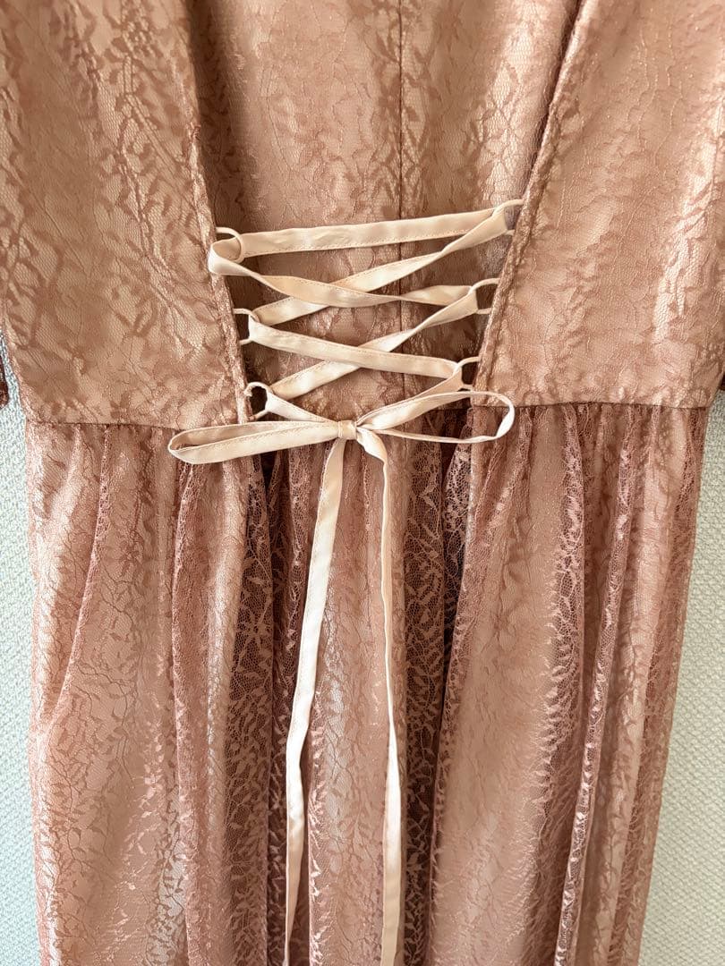 Aimer エメ パーティー ドレス ピンクベージュ S 低身長