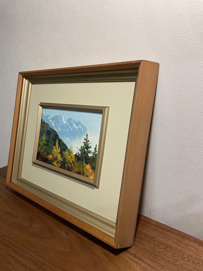 風景画 油彩額縁 ブラウン 約30cm x 40cm