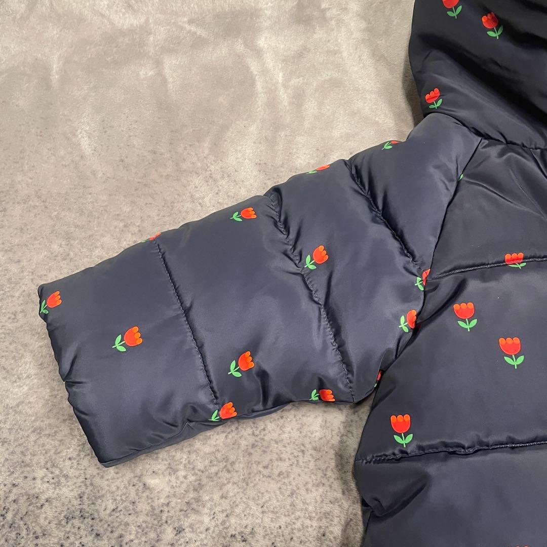 jacadi チューリップ柄　中綿入りジャケット　12m ネイビー　ファー　撥水