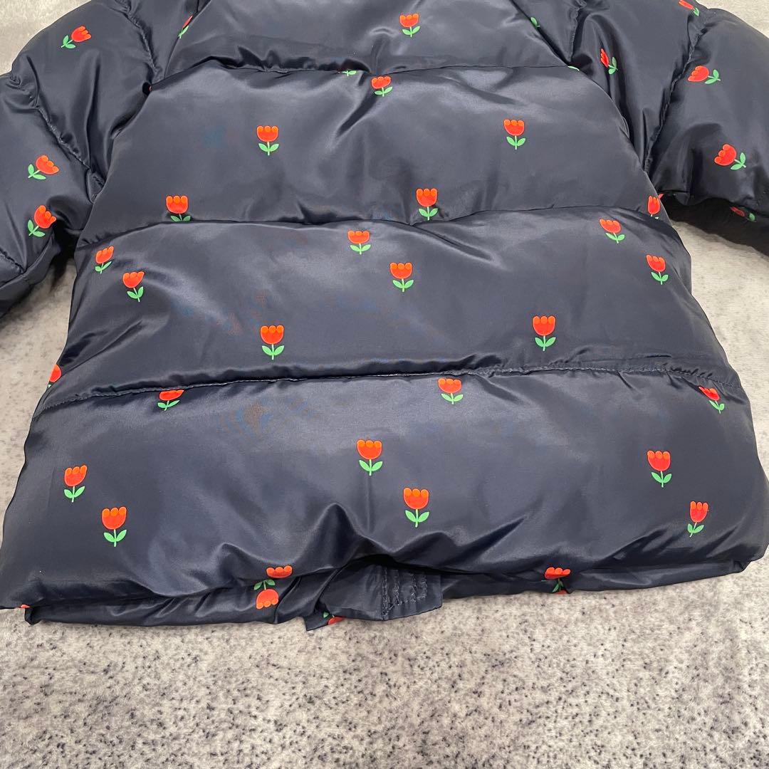 jacadi チューリップ柄　中綿入りジャケット　12m ネイビー　ファー　撥水
