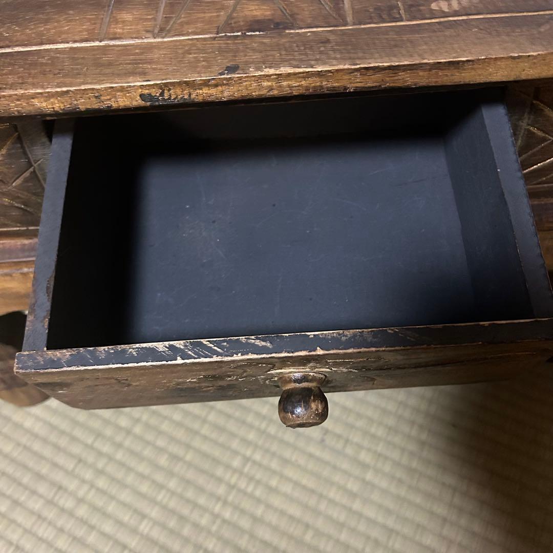 ヴィンテージ家具　トカゲ柄　極希少コラージュ　レトロ　アジアン家具　立体レリーフ