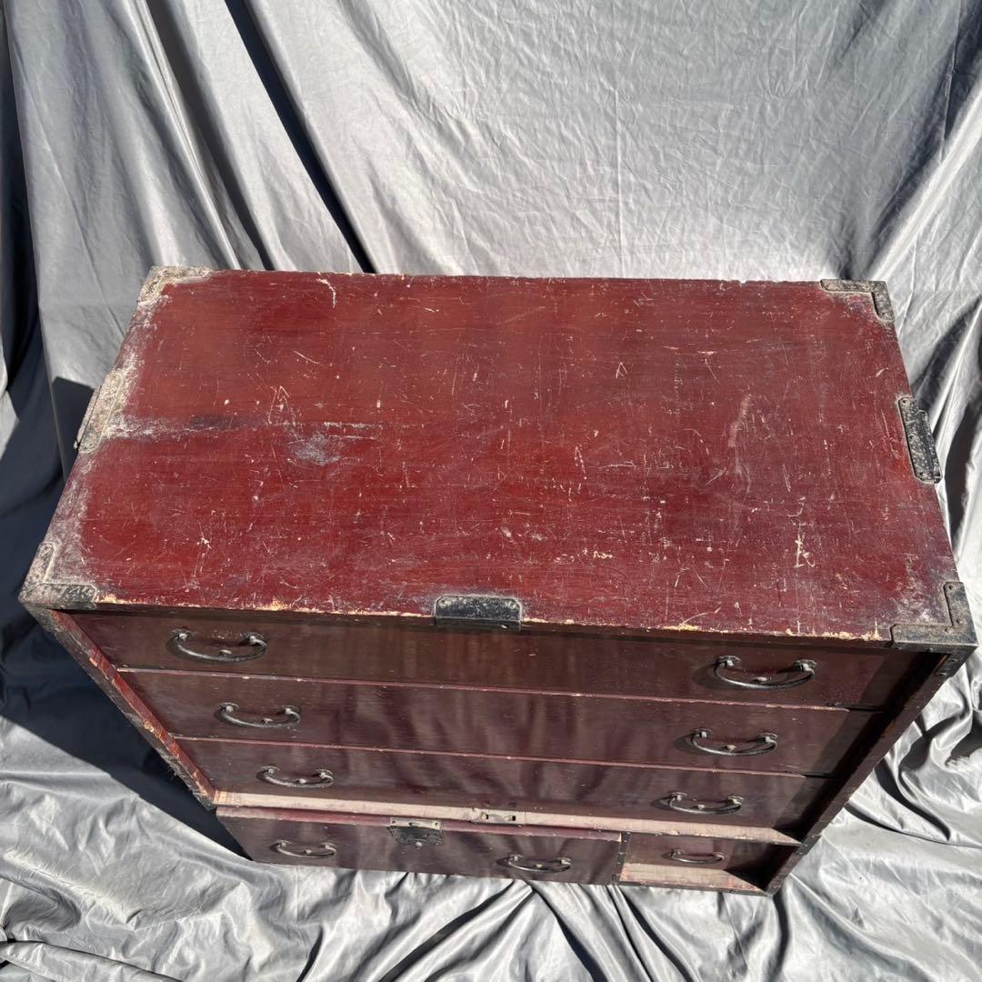 Hy129　和箪笥　引き出し　レトロ　和製アンティーク　古家具　当時物　鉄金具