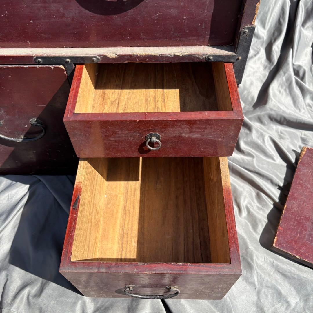 Hy129　和箪笥　引き出し　レトロ　和製アンティーク　古家具　当時物　鉄金具